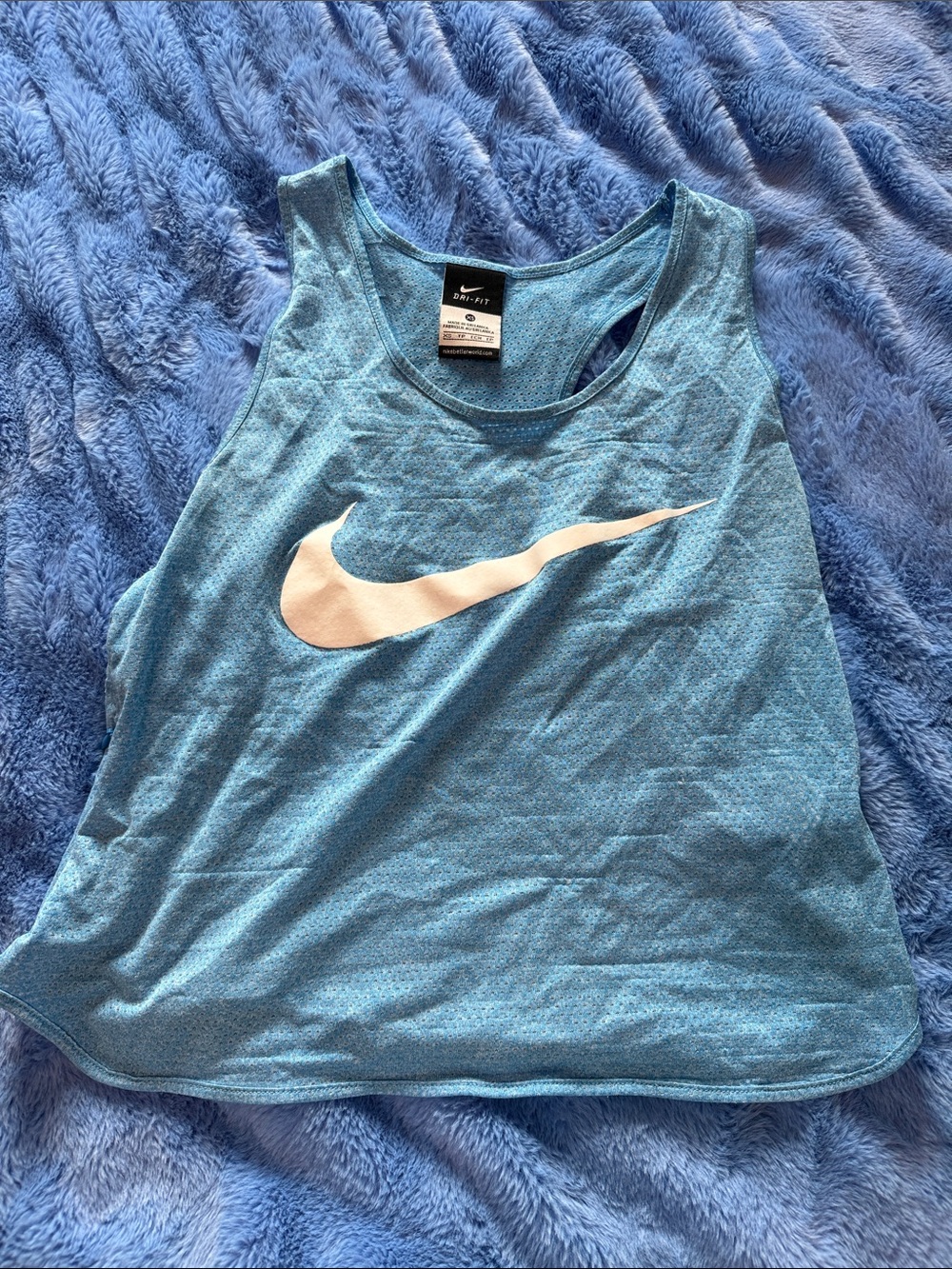 Nike Light Blue Athletic Crop Tank with White Swoosh